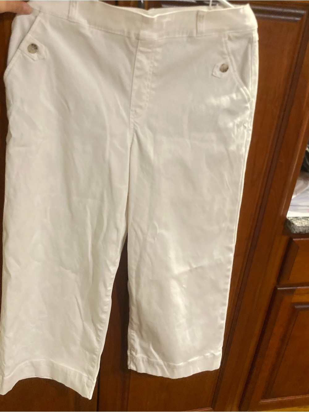Spanx Stretch Twill Wide Leg Crop Pants White Size XL Pull-On